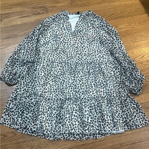 Express Leopard Print Long Sleeve Dress